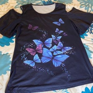 Butterfly open-shoulder top